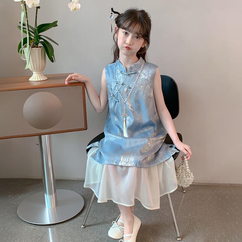 Girls' New Chinese Style Cheongsam Summer Princess Dress