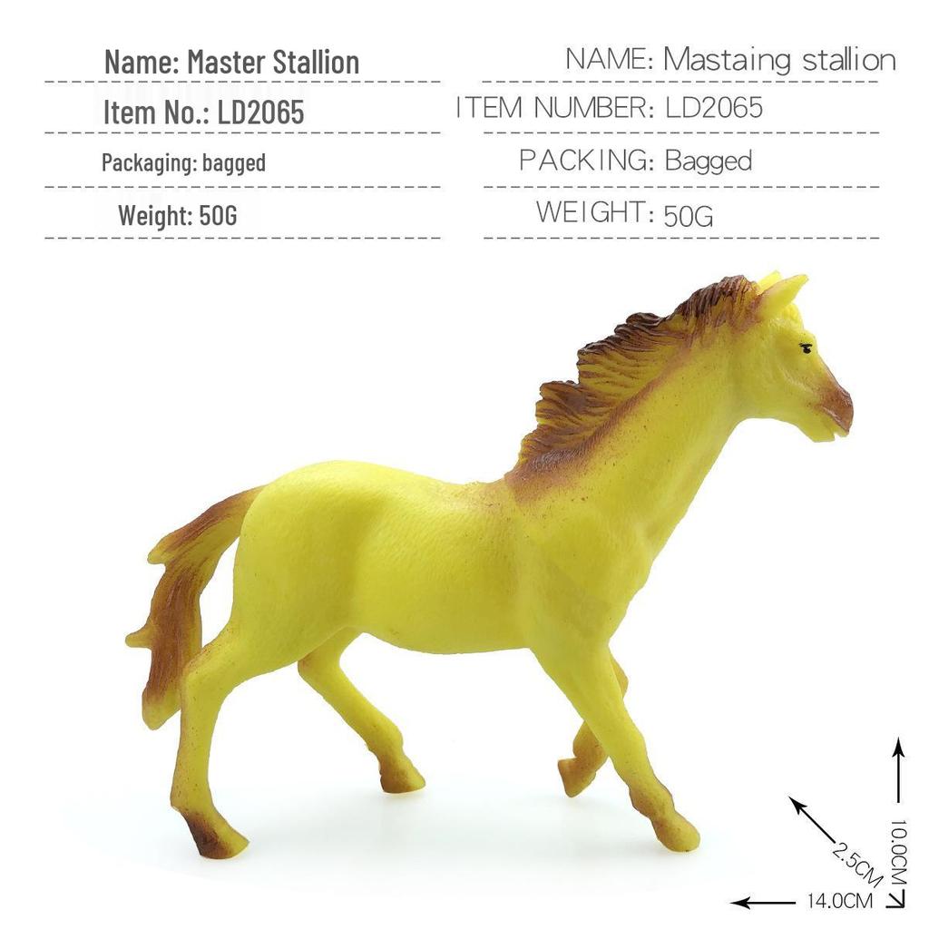 Black Stallion Foal Simulation Animal Model - Wild Horse Cognitive Toy Ornament for Children
