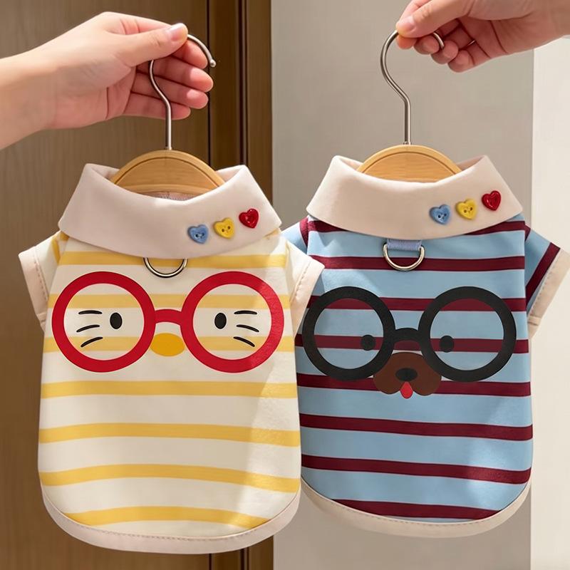 Dog Clothes Spring and Autumn Bigbear Teddy Puppet Small Dog Cat Pet Anti-Hair Loss Striped Vest Bicycle