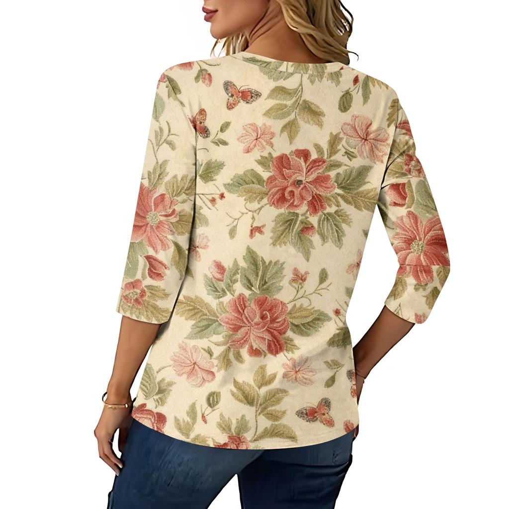 Women's 3/4 Sleeve Shirts Graphic Tees Shirts Casual Basic Tops Pullovers