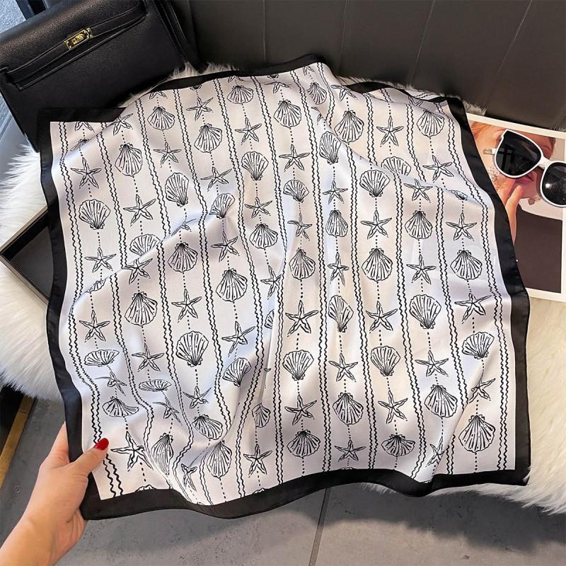 70x70cm Lightweight Silk-Look Square Scarf Women French Chic Hair Band Office Accessory Viscose 96%