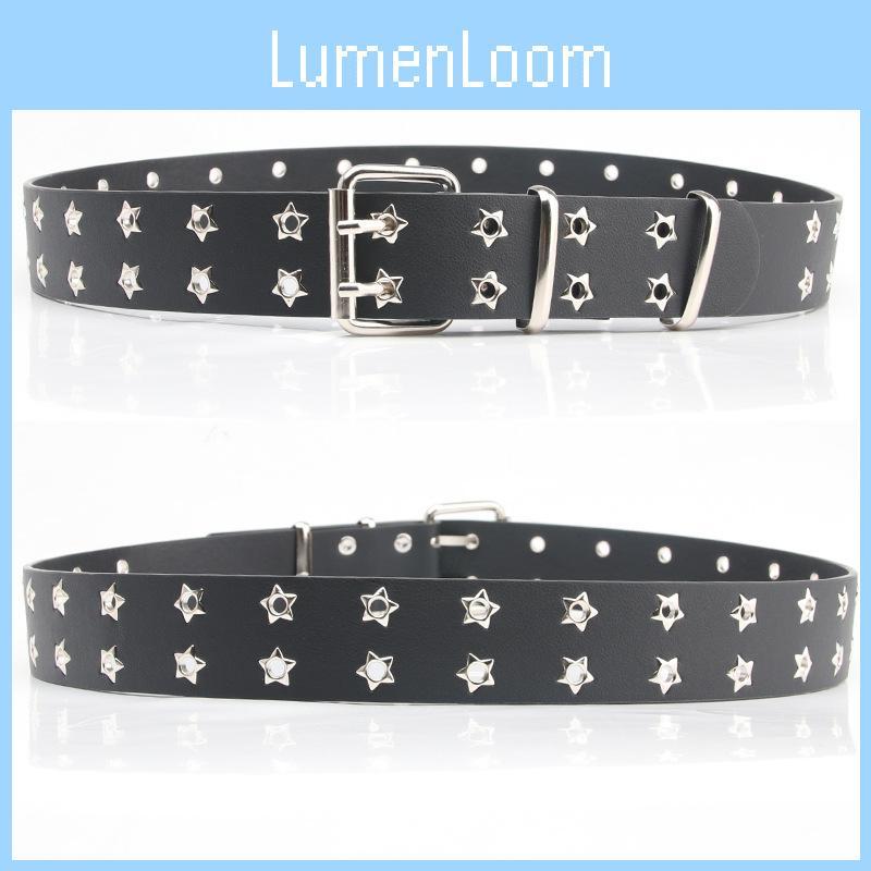 Punk Style Womens Leather Belt With Eyelet Detailing And Classic Pin Closure