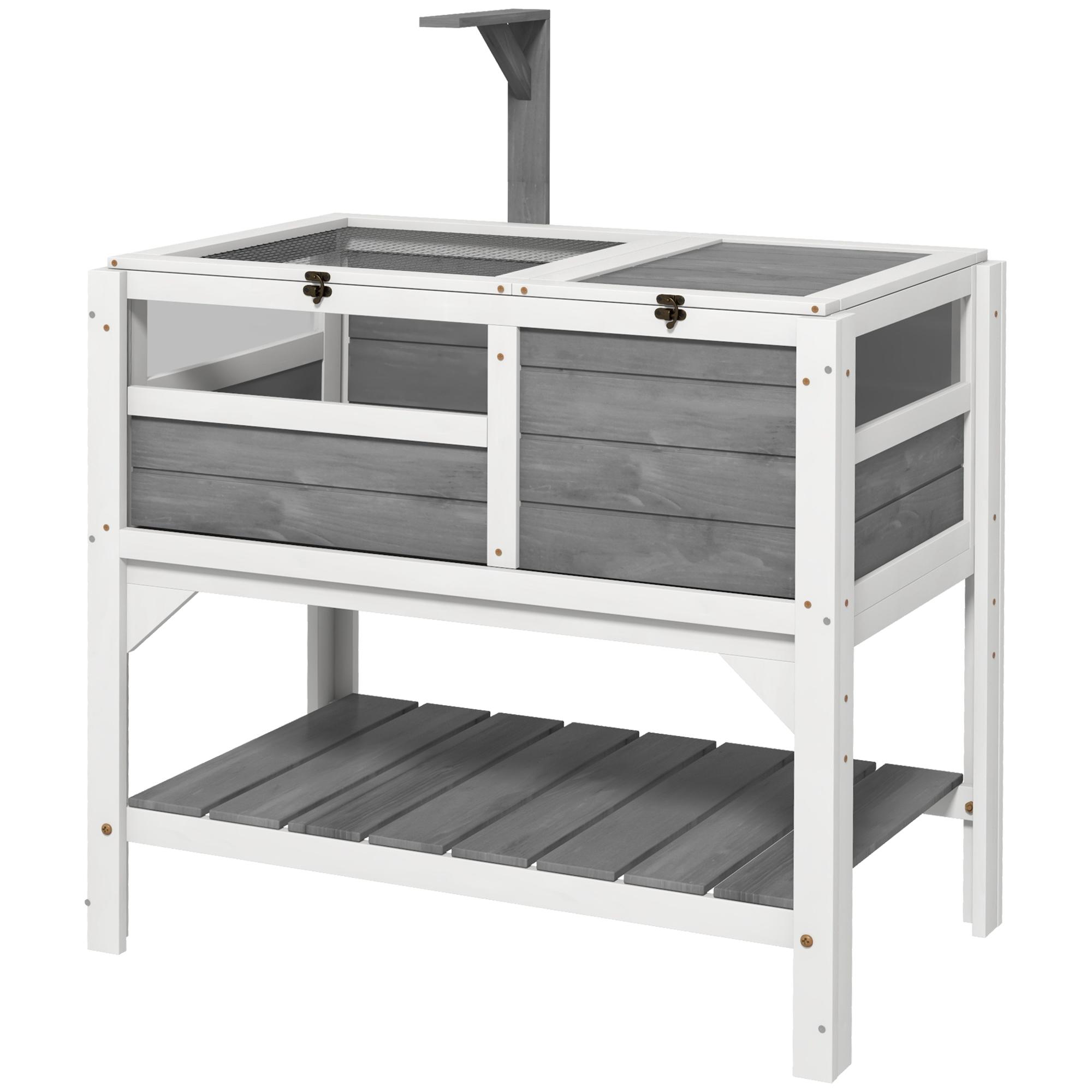 Enclos pour Tortue en Bois avec Étagère de Rangement sur Pieds 84 X 51 X 103 Cm