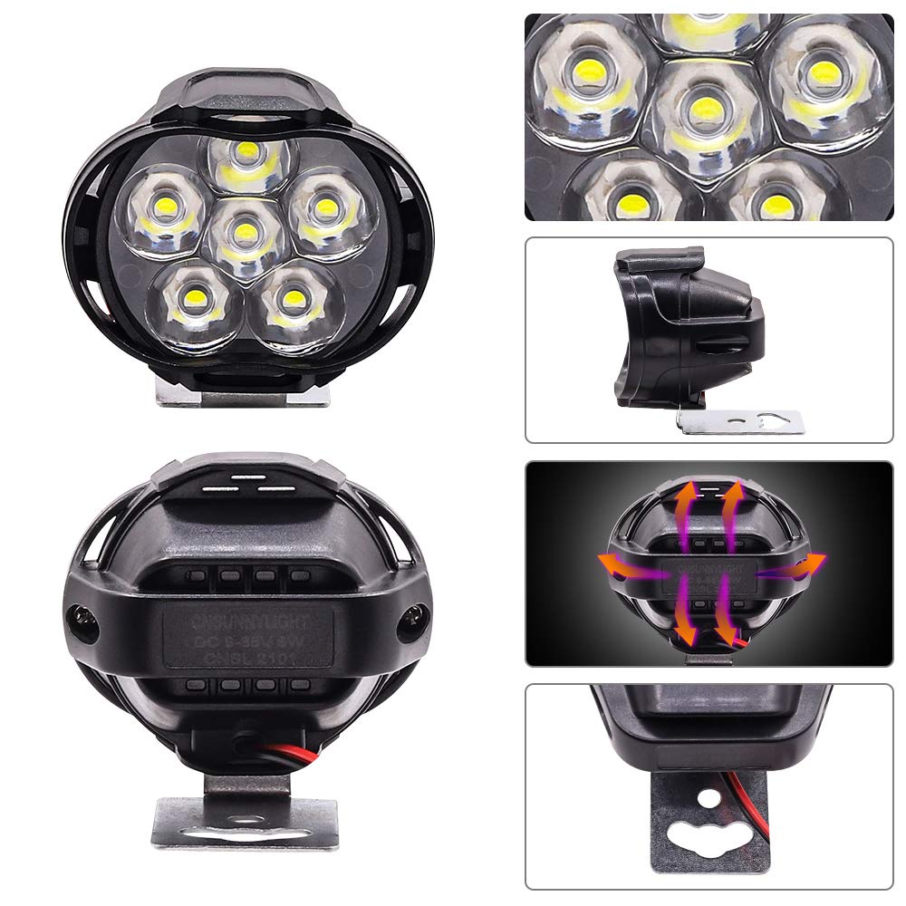 Aoling Motorcycle Headlight 6LED, General Purpose Headlight LED 12V Fog