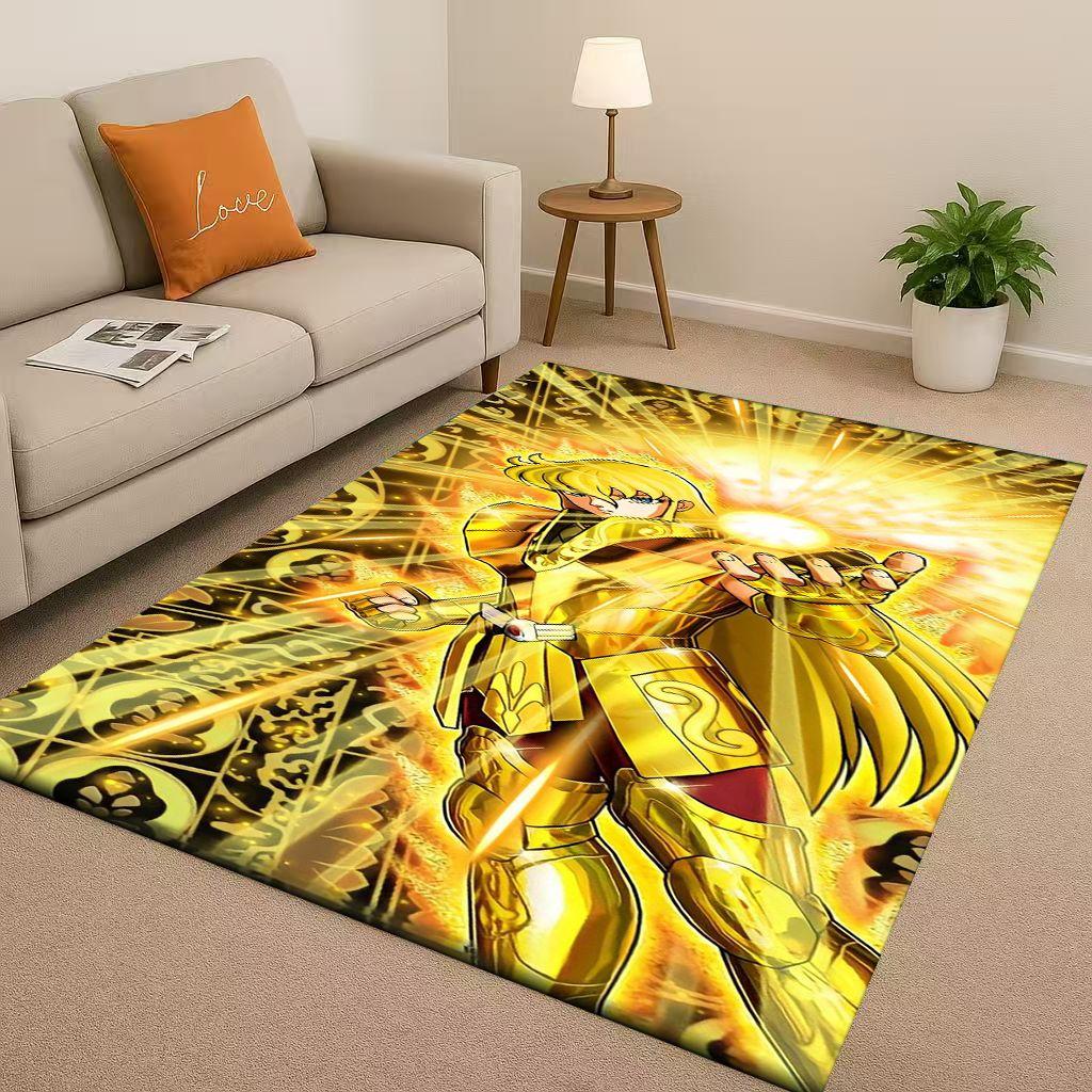 Retro Saint Seiya Shiryu Athena Cartoon Living Room Non Slip Area Rug Carpet for Bedroom Sofa,Easy Clean Home Decor Doormat Kids