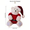 Festives Santa Dressed Sitting Bear Figurine Christmas Theme Animal Figure Ornament Plush Doll Home Decoration