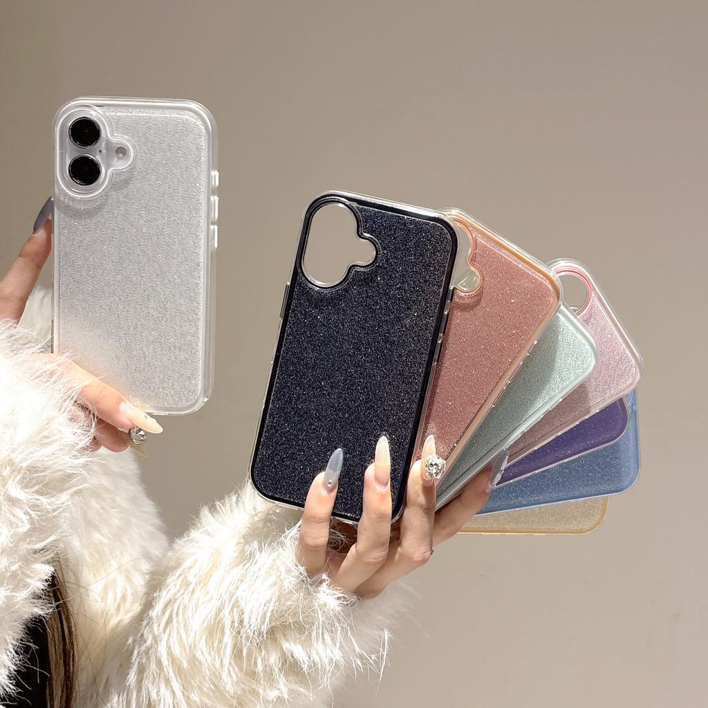 Jelly Two-in-One IMD Glitter Case for iPhone 16 Pro Max Apple 17 Phone Case 15/14 Korean Style Ins