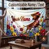 Floral Garden Theme Throw Blanket Custom Name Text Personalized Blanket Soft Cozy Blanket for Home Sofa Bed