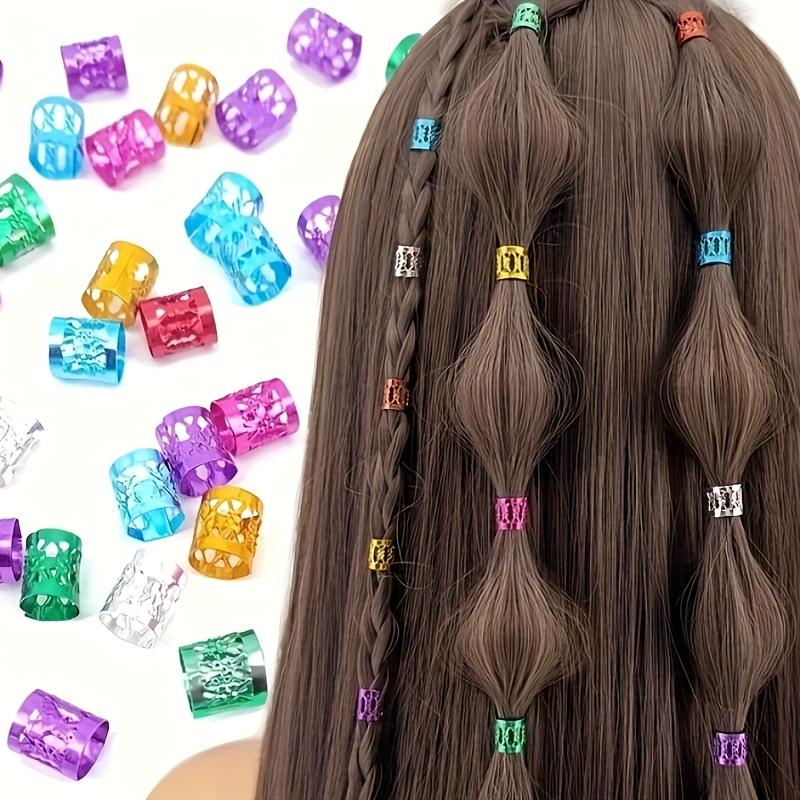 50pcs Braid Accessories Hair Rings Braiding Decorative Hair Clips Mixed Color Aluminum Flower Tubes Non-Rust and Fade