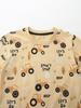 Cartoon Car Print Toddler T-shirt & Shorts Set - European Style, Knit Cotton, Two-Piece