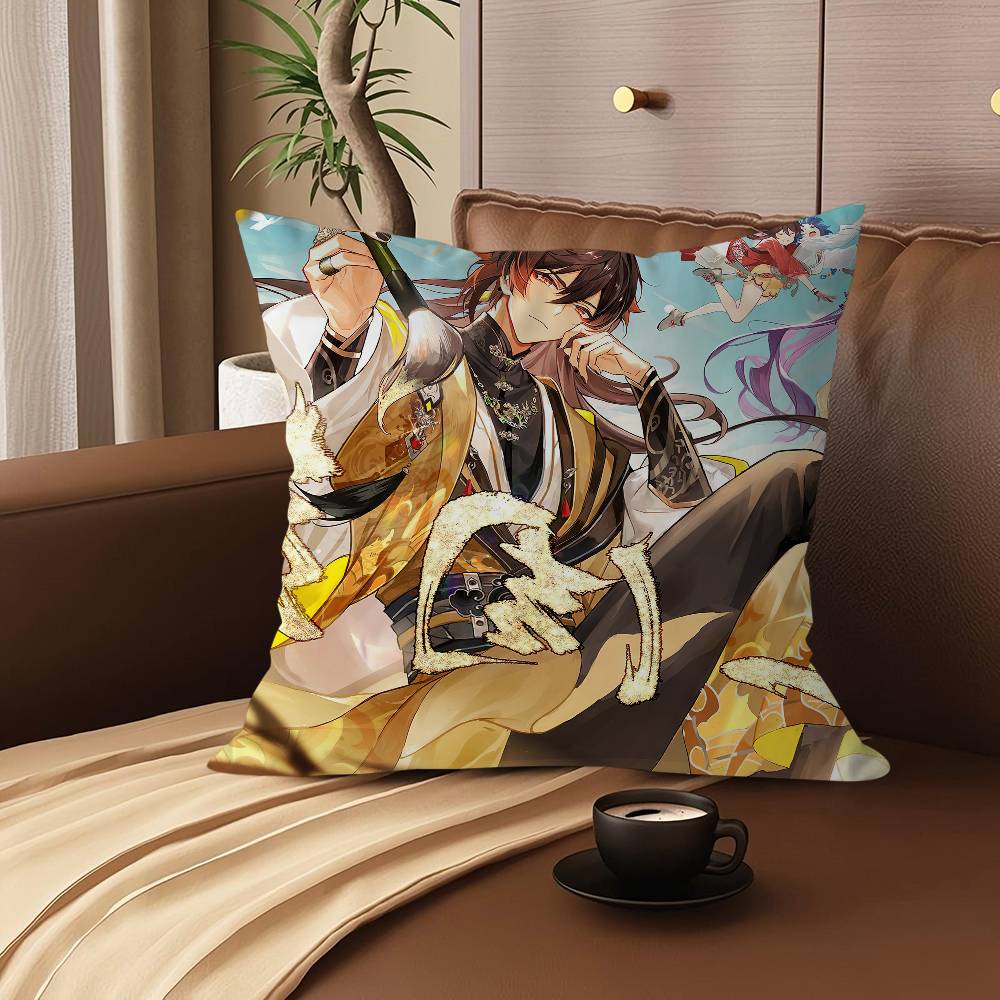 Zhongli Cartoon Cushion Cover Car Throw Pillow Case For Sofa Car Christmas Gift 40x40cm 45x45cm