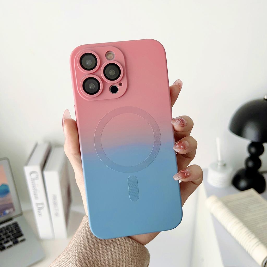 Luxury Magsafe Wireless Charge Gradient Pattern Phone Case For iPhone 15 14 13 12 11 Pro Max Plus Soft Magnetic Silicone Cover