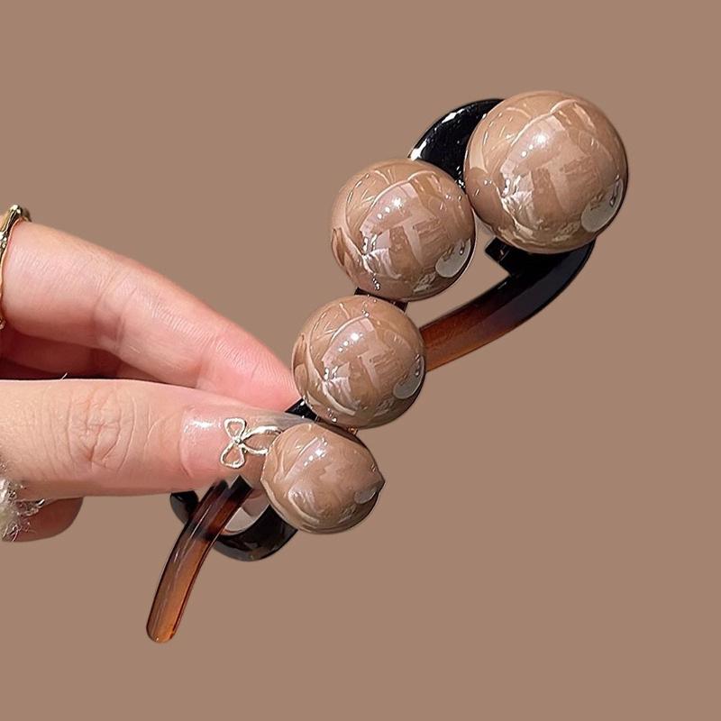 2024 Women's High-End Khaki Flower Claw Clip: Elegant Twist Hairpin for Back of Head