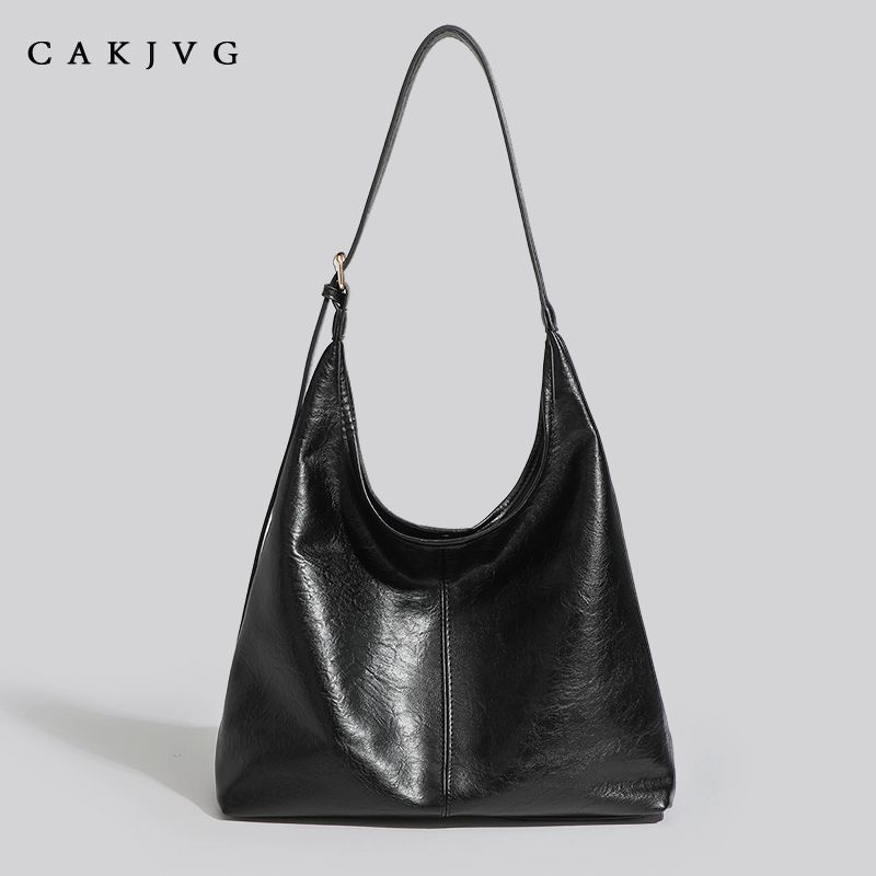 

Cakjvg Retro Soft Leather Casual and Lightweight Underarm Bag Black