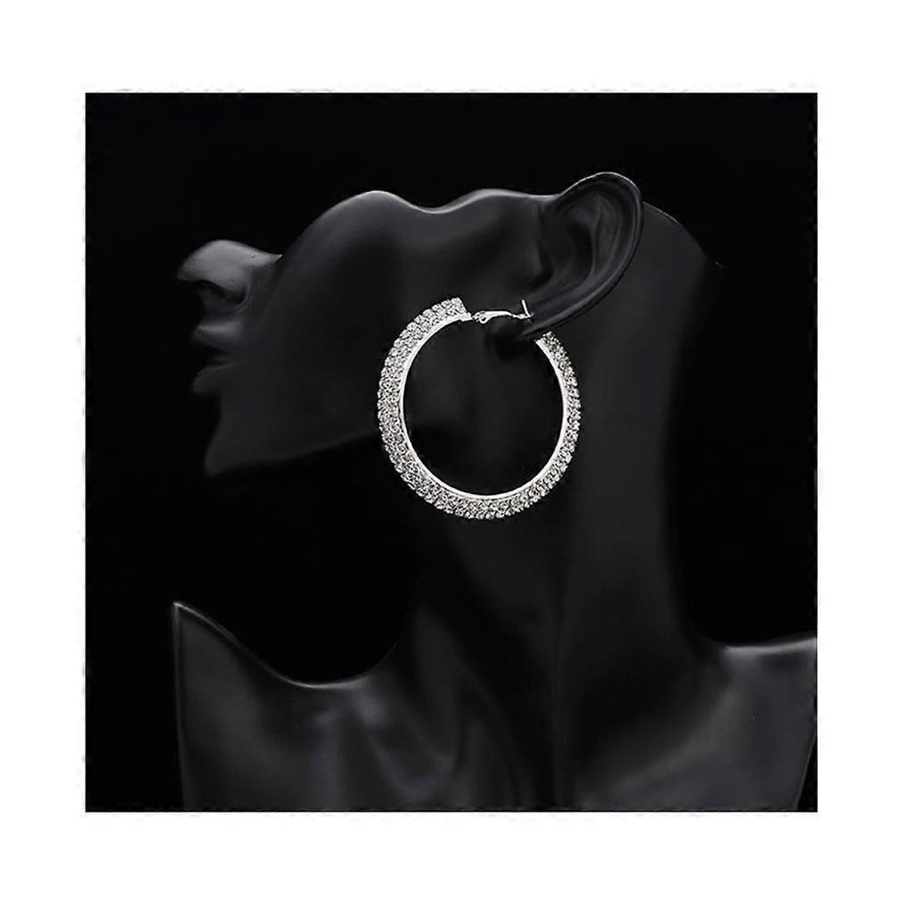 Ladies Premium Quality Round Earing Silver Circle Stones Jewellery Ear Ring Earrings UK