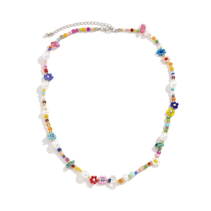 

Bohemian Multicolor Beads Flower Choker Imitation Pearls Collar Fashion Necklace for Women Jewelry Accessory 1