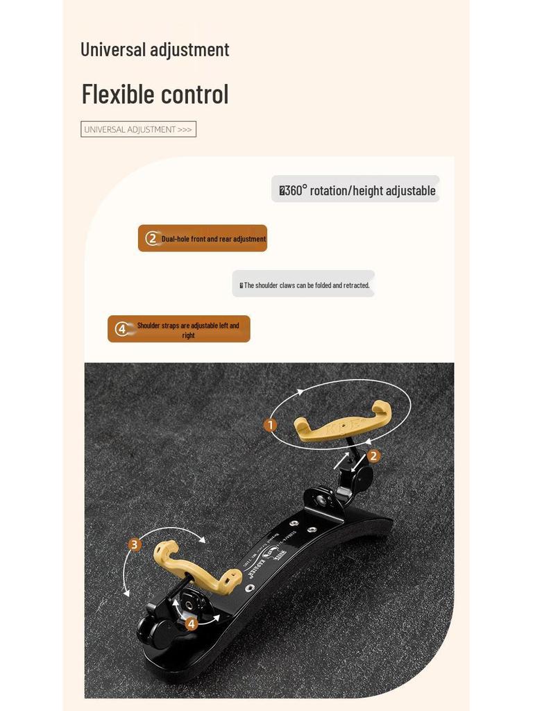 KPE Violin Shoulder Rest: Elastic Load-bearing Pad for 2/1, 4/1, 8/1, 4/3, 4/4 Violins