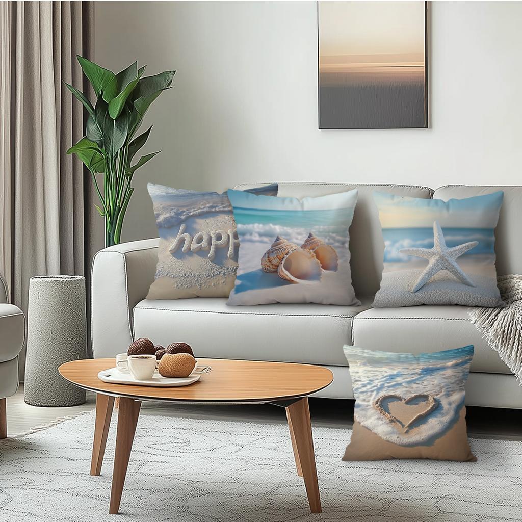 Seaside Beach Cushions Pillowcase Polyester Cushion Cover Throw Pillow Pillowcover Home Car Sofa Decor