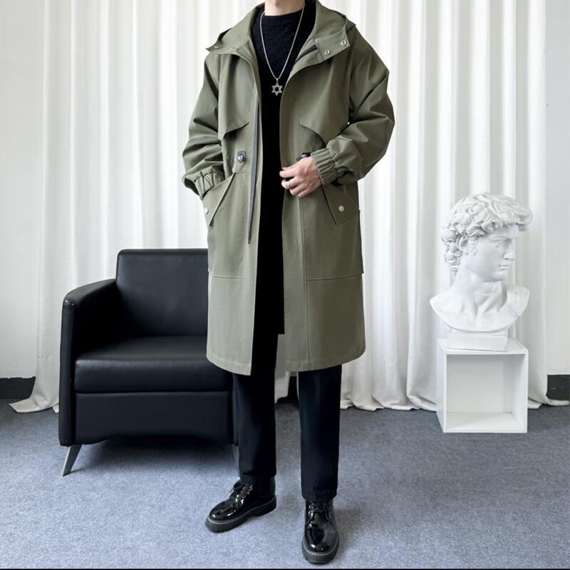 JEEP SPIRIT Men's Mid-length Hooded Trench Coat