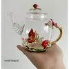 Creative Flower Glass Teapot Crystal Glass Teapot for Kung Fu Tea, Good Gift for Sister, Mom, Grandma, Teachers (Red Rose)