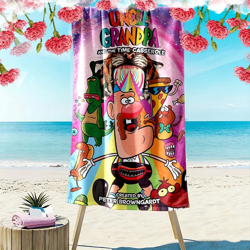 Uncle Grandpa Print Beach Towel, Large Soft Quick Dry Towel for Beach Camping Swimming