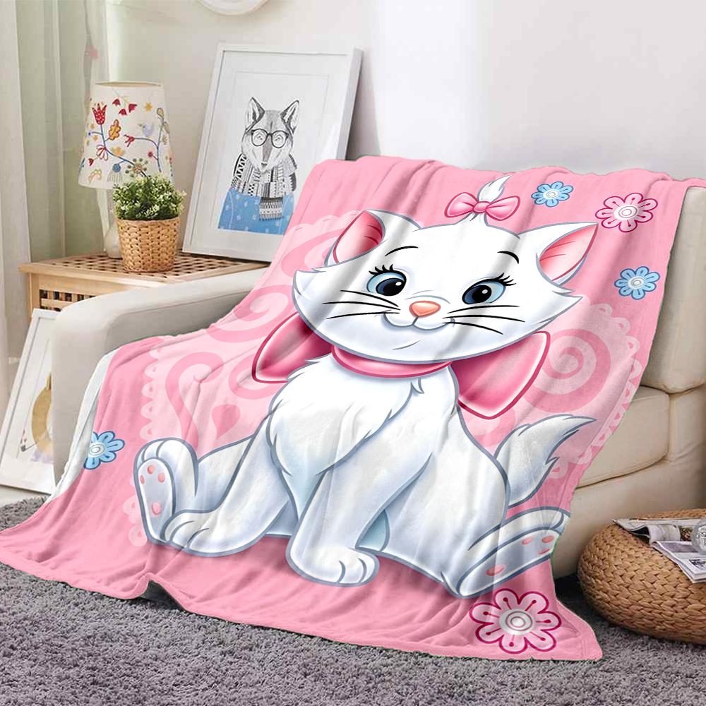 1Pc Pink Heart Aristocats Blanket Soft And Comfortable Casual Warm Camping Travel Christmas Halloween Xmas Gift M924300