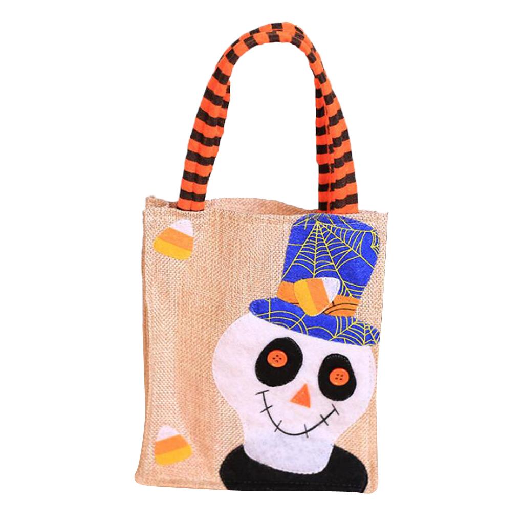 Halloween Storage Bag Tote Pouch Sack Candy Gift Handbag Skull