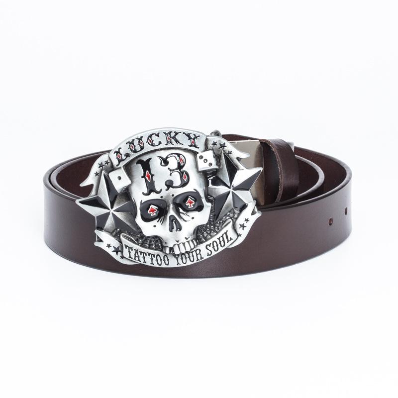 Cinto de Couro Masculino com Fivela de Caveira Retrô - Estilo Personalizado do Velho Oeste Americano