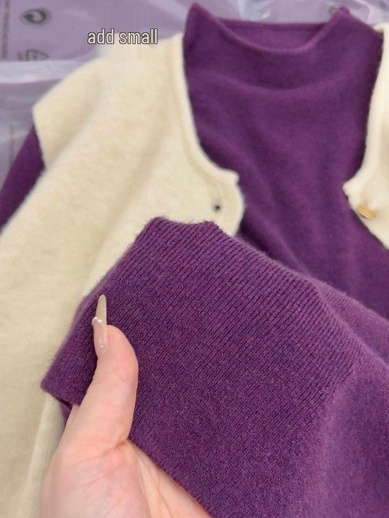 Women's Elegant Semi-High Neck Soft Knitted Pullover Sweater for Autumn and Winter