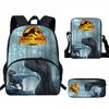 Kids Dinosaur Backpack Set Elementary School Oxford Fabric Ergonomic Back Support Breathable Lightweight 3-Piece Kit