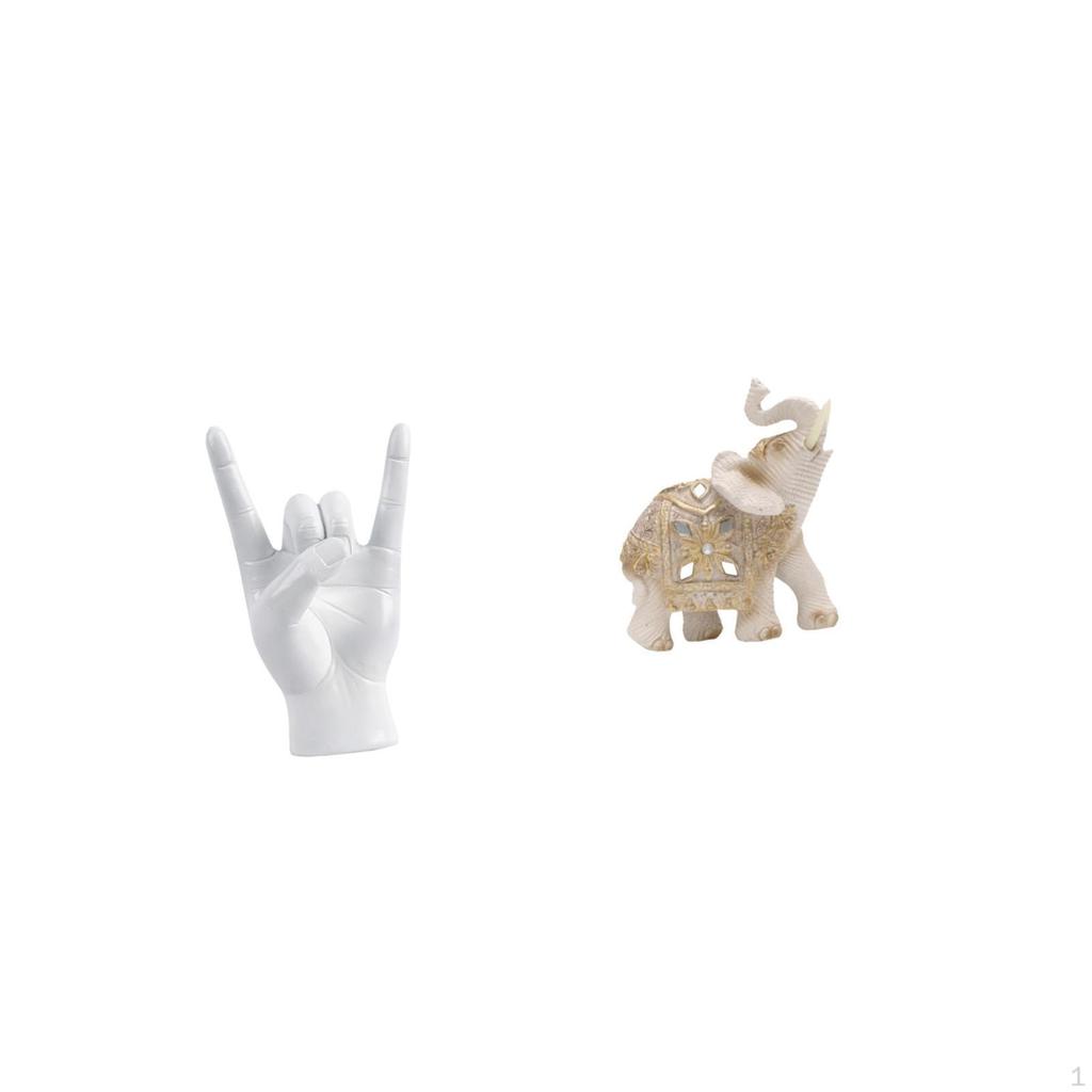 Creative Elephant Hand Gesture Sculpture Unique Finger Statue Animal Resin Ornament for Apartment