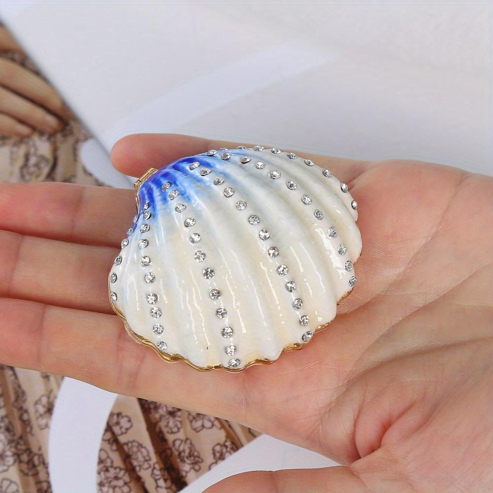 Crystal Shell Metal Craft Jewelry Box, 1PC Trinket Box Necklace Earring Bead Box Small Wedding Decor Party Favor Gift