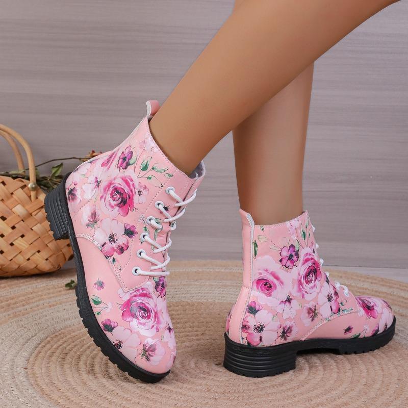 Fashion 2025 New Women's Printed Short Boots Autumn/Winter New Fashion Printed Comfortable Casual Shoes Luxury Travel Durable