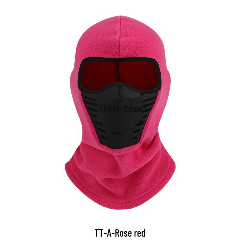 

Головной убор для езды на велосипеде на открытом воздухе: Теплая силиконовая защита лица и шеи - флисовая шапка, устойчивая к ветру и холоду One Size розы красного