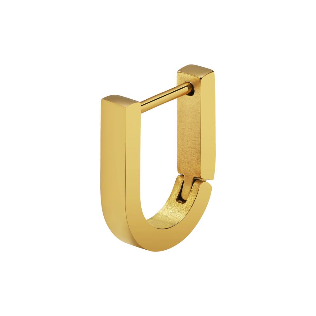 New Stainless Steel Gold Color Geometric Square Hoop Earrings for Women, Minimalist Chic Metal Ear Clip Gifts Trendy Jewelry