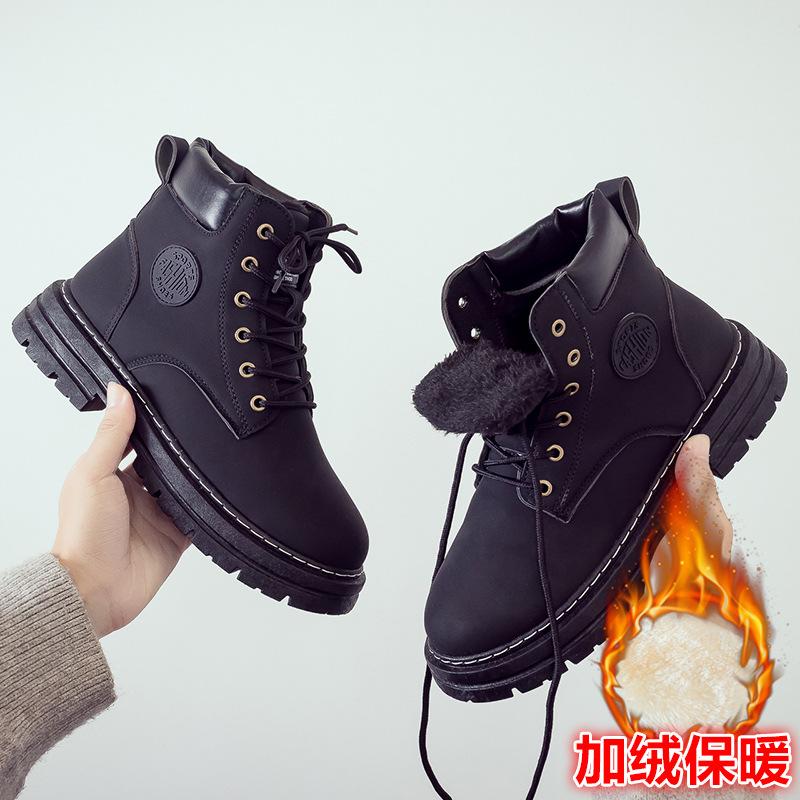 

Men s Winter Rhubarb Boots Fleece British Style High Top Couple Boots Desert Tooling Short Boots Locomotive Martin Boots Men 44