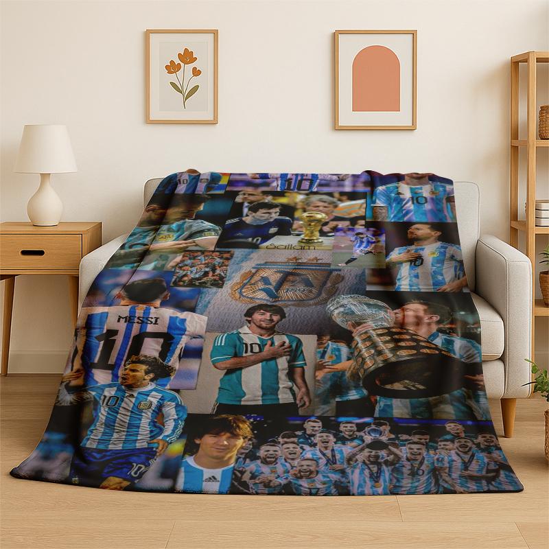

Goat M-Messi Football Sport Star Flannel Blanket Soft Warm Throw Blanket for Bedroom Living Room Bed Travel Camping Picnic Kid 75x90cm