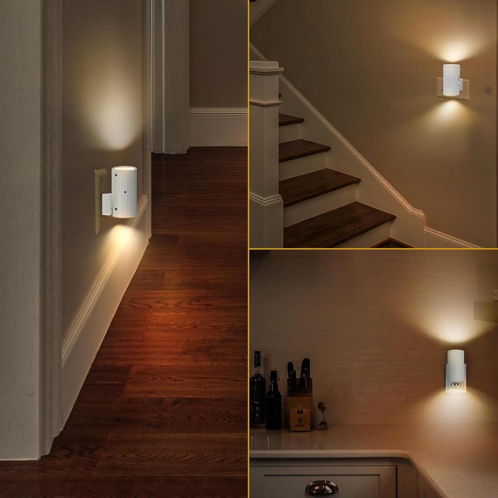 Night Light, Led Night Lights Plug into Wall, Sensor Dusk to Dawn, 0-100 LM Dimmable Night Lights, 3000K Soft White for Bathroom Bedroom Kitchen