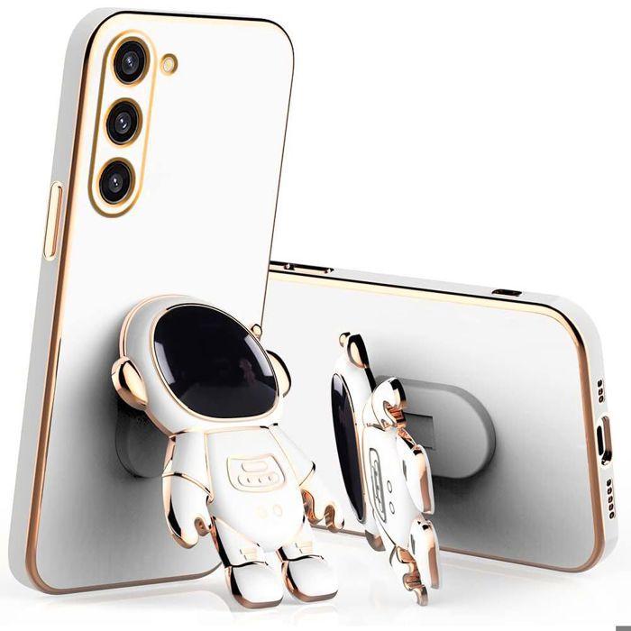 Coque pour Samsung Galaxy A06, Protection Antichoc Silicone avec Support Astronaute 3D - Blanc