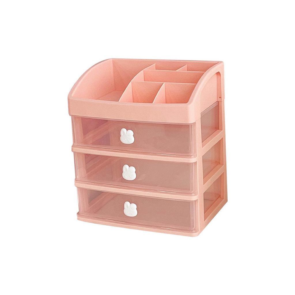 Girly Heart Plastic Desktop Drawer: Dustproof Storage for Stationery & Cosmetics