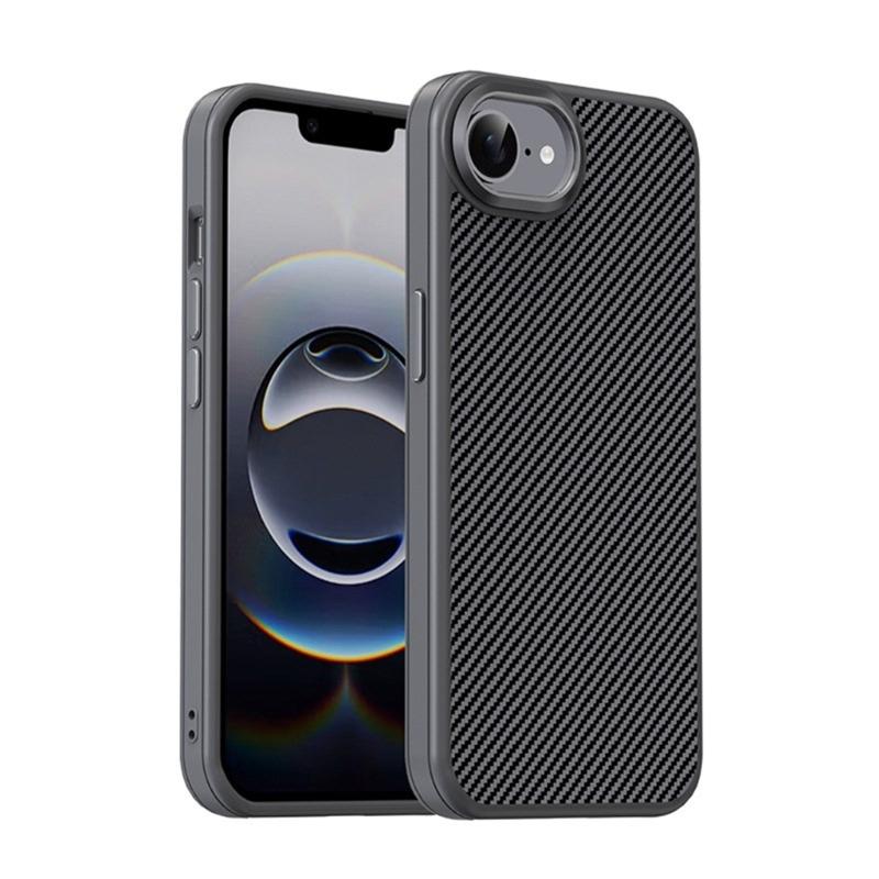 Mobile Phone Carbon Fiber Texture Shell Case for Phone 16e Scratchproof Housing Cover Phone Protector Case Shockproof серый