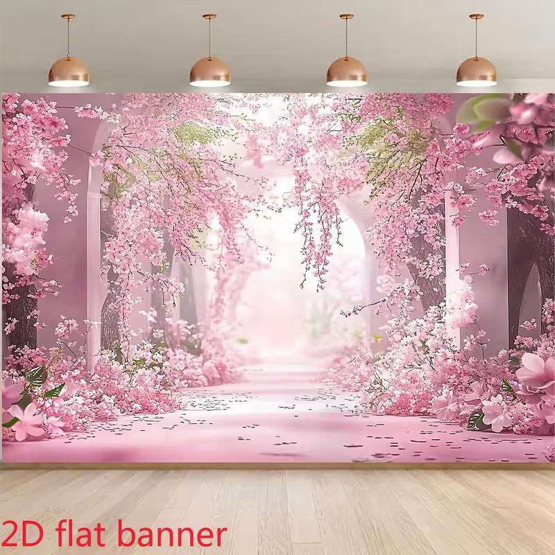 2D Sakura Flower Tunnel Backdrop Romantic Wedding Photography Background
