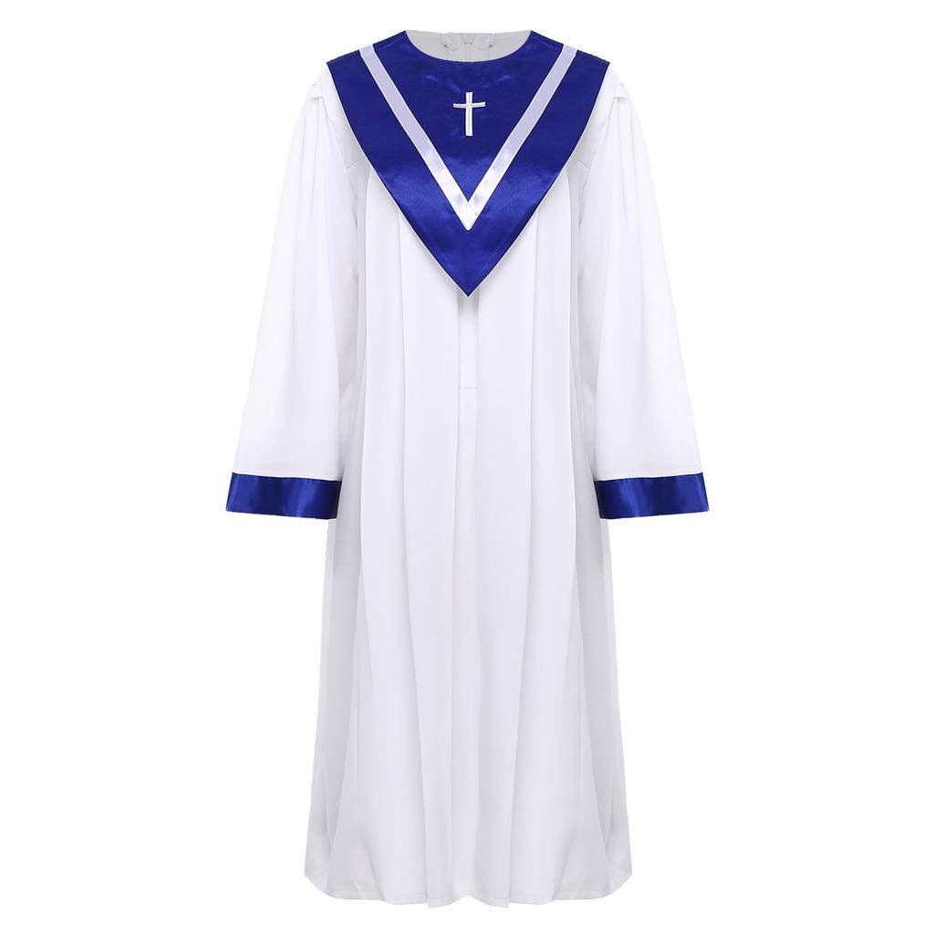 Unisex Adult Choir Robe V Shape Stole Church Chorus Performance Costume Traditional Gown