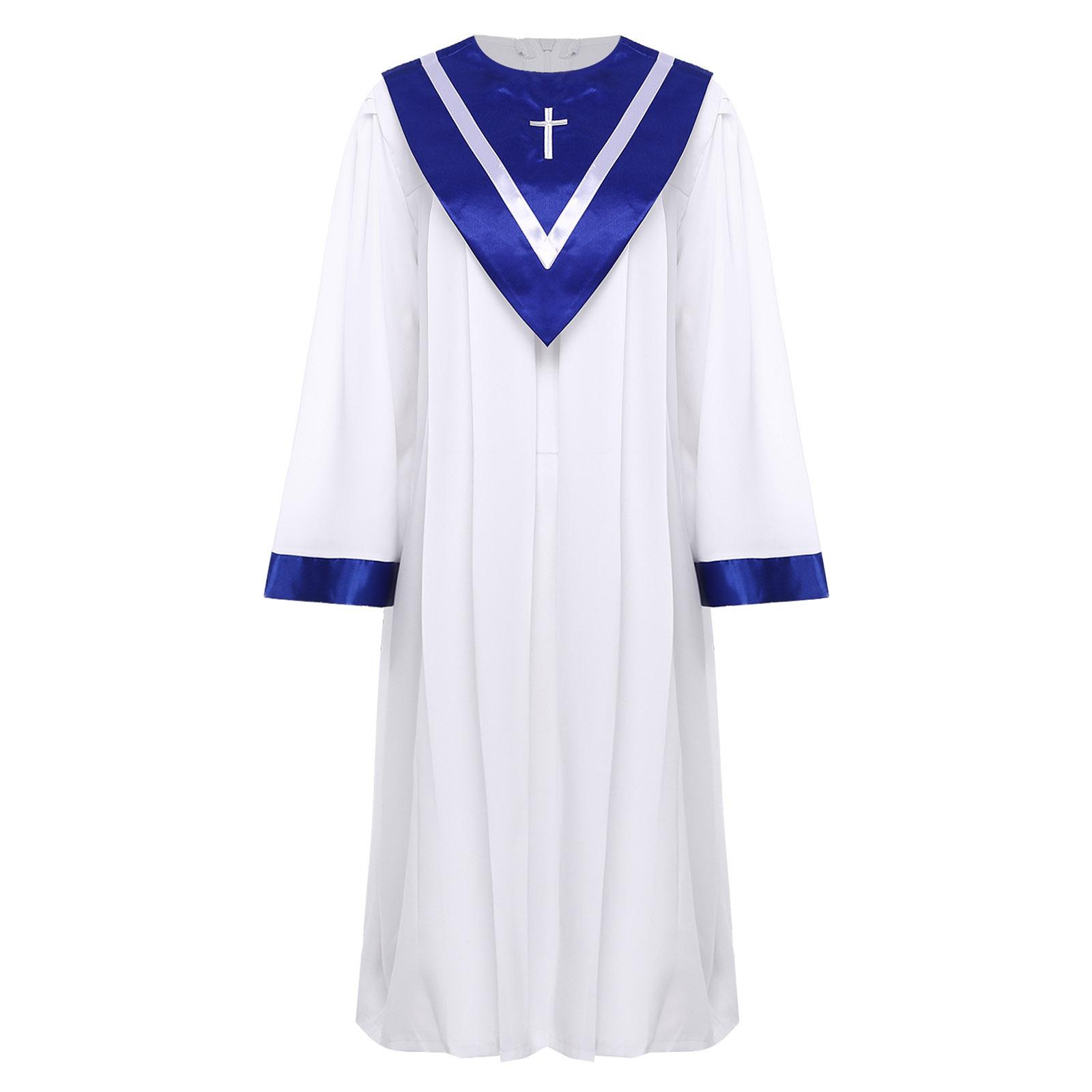 

Unisex Adult Church Choir Robe V Shape Stole Design Performance Costume for Chorus Singing 3XL/180 синій