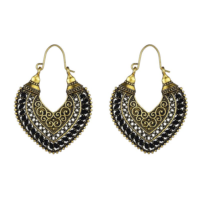 Bohemian Vintage Fashion Rope Wrap Earrings For Women Carved Hollow Geometric Drop Dangle India Earrings Boho Jewelry Wholesale
