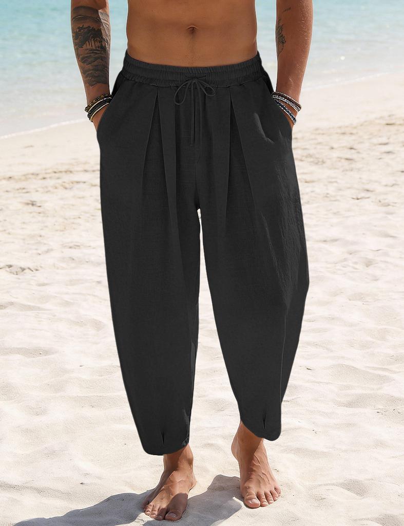Pantaloni Casual da Uomo Larghi a Gamba Larga Traspiranti Comodi a Lanterna Taglie Forti