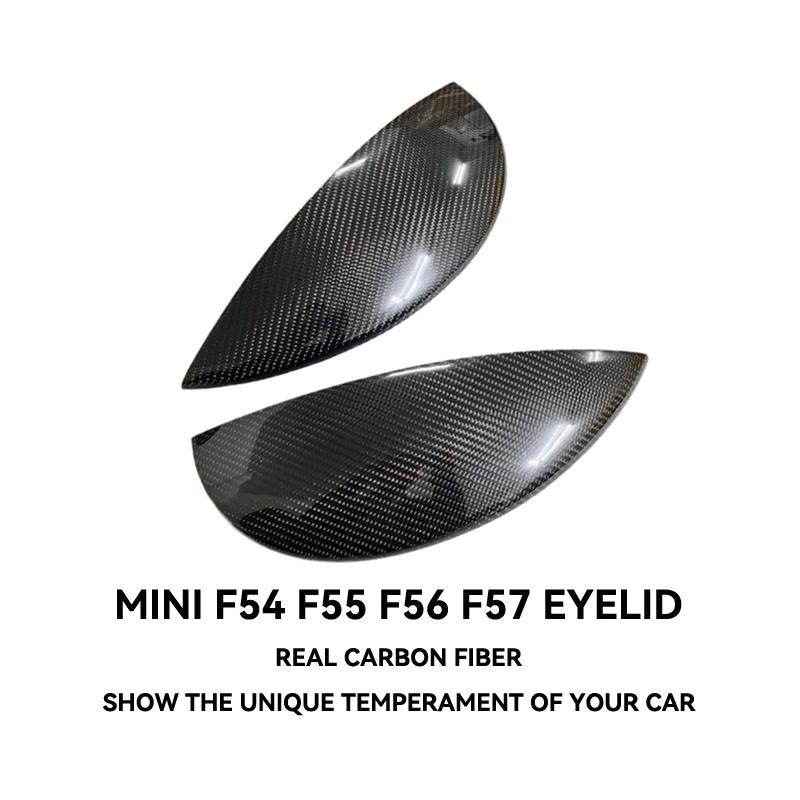 Carbon Fiber Car Headlight Eyebrows Cover Glossy Black Front Angry Eyelids for MINI F54 CLUBMAN F57 CABRIO F55 F56 COOPER S JCW