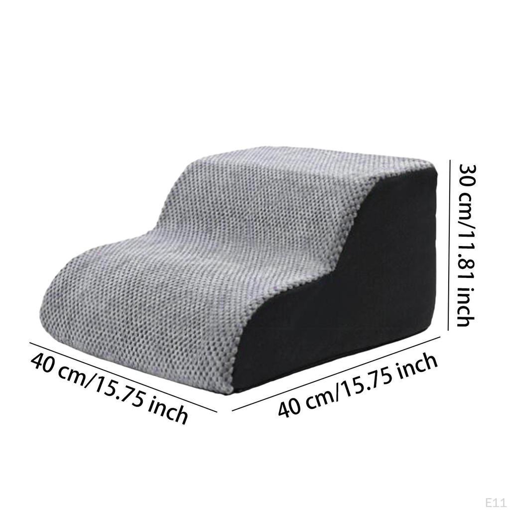 Pet Stairs for High Beds Gentle Slope Shape Portable Multipurpose Ladder 20D 2 Step Gray