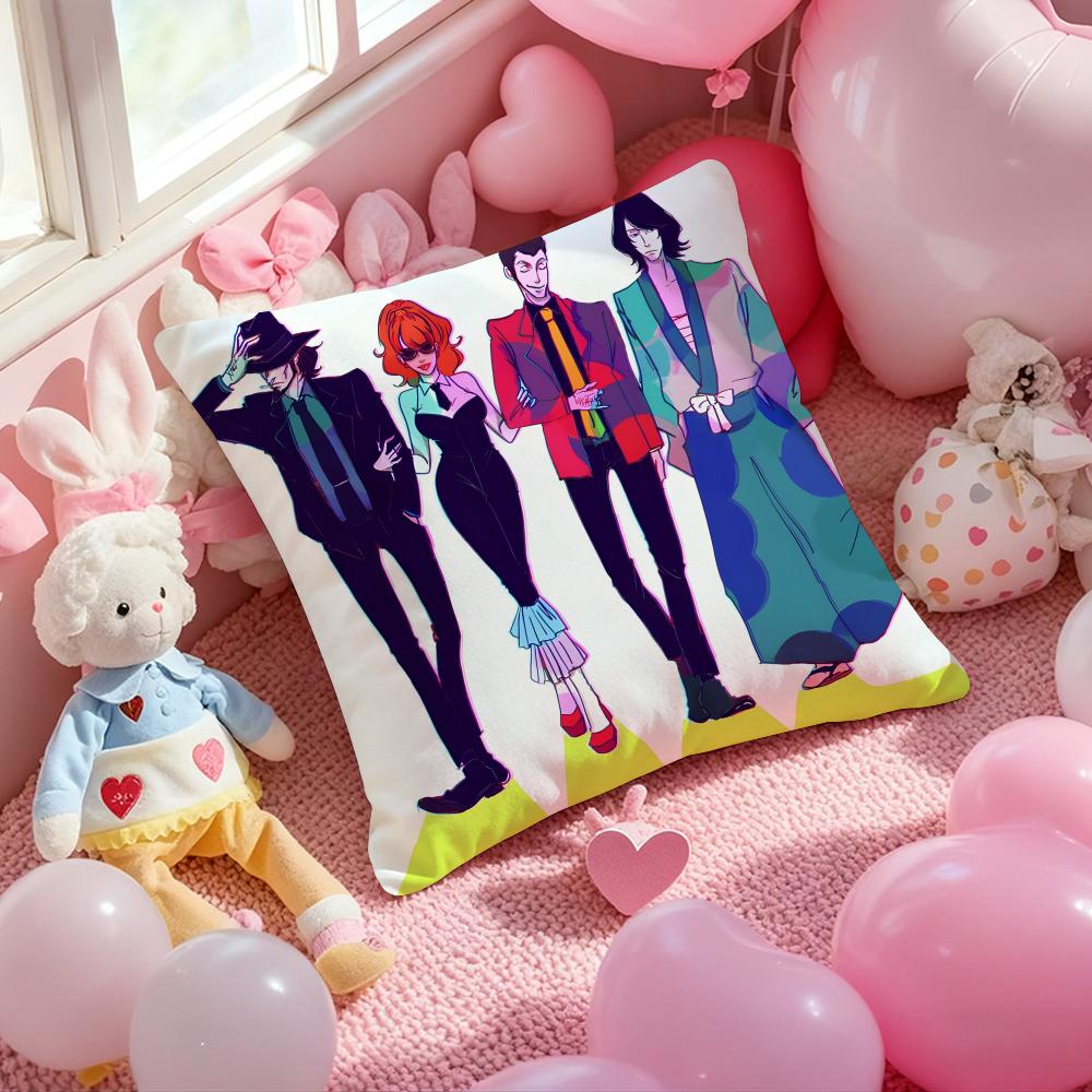 anime Lupin the Third Cushion Cover Pattern Printed Pillowcase for Living Room Sofa Cushion Cover & Bedroom Decor