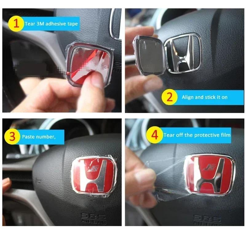 WDM2 Car Steering Wheel Emblem Badge Sticker for HONDA Jazz Fit Accord Civic CRV Odyssey City Jade Insight Elysion CRZ Accessories